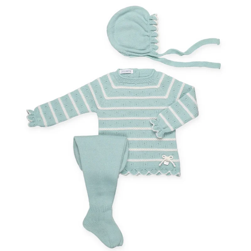 Conjunto 3 piezas Rayado Trenzas Verde