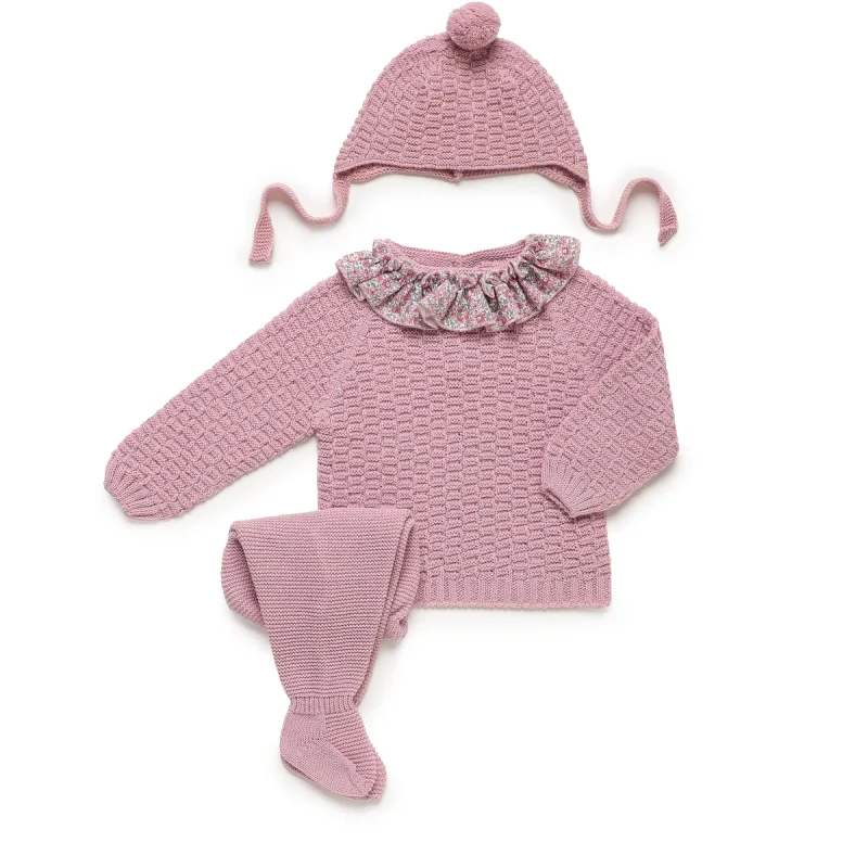 Conjunto 3 piezas cuadritos volante flores