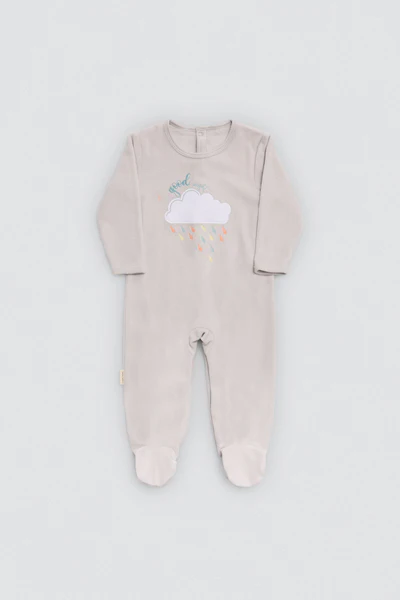 Pelele/ Pijama Bebé Manga Larga Rainy Day Gris