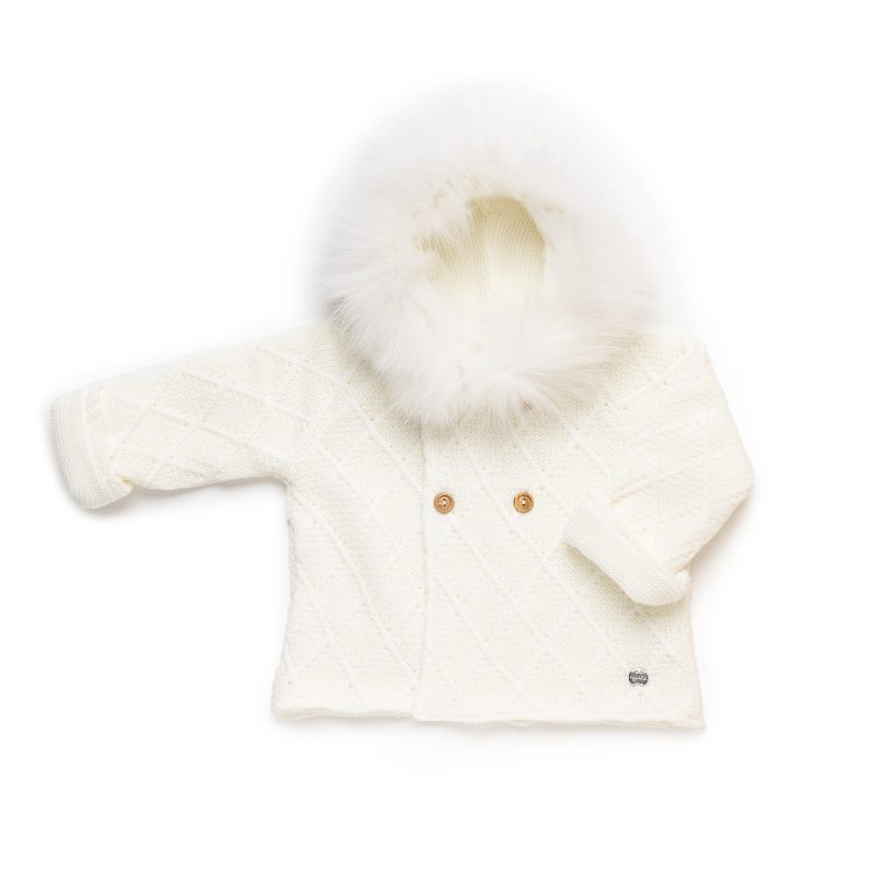 Trenca Punto Rombos Capucha Pelo Natural