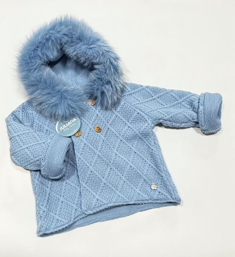 Trenca Punto Rombos Capucha Pelo Natural - Imagen 3