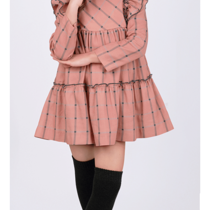 Vestido Cuadros Rosa Empolvado